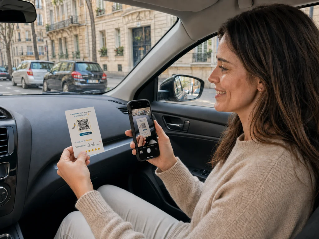 La cliente scanne la carte avec son téléphone